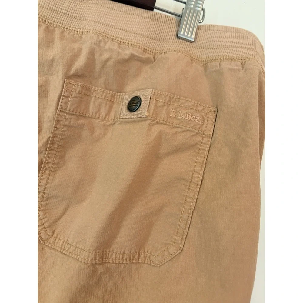 L.L. Bean Jogger Pants XL Tan Elastic Waist Lightweight Cargo‎ Casual